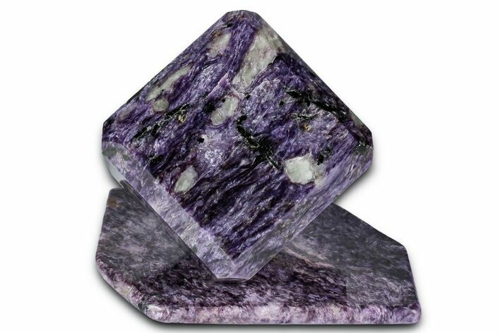 Polished Purple Charoite Cube with Base - Siberia #338355